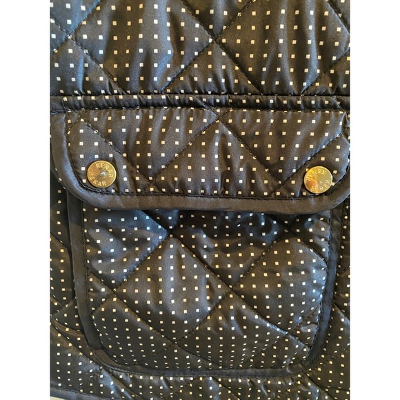 Kenar Quilted Vest Women's Polka Dot Zip Front Puffer Vest Black White Size L - Picture 6 of 10